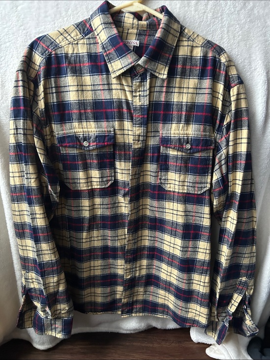 Merona Other - Merona long sleeve Men's Yellow & Navy Plaid Flannel Shirt XXL